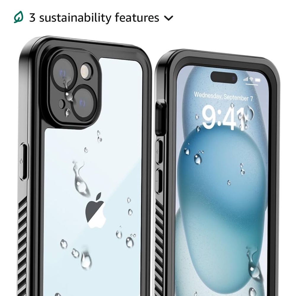 Black Rugged Waterproof iPhone Case with Screen Protector